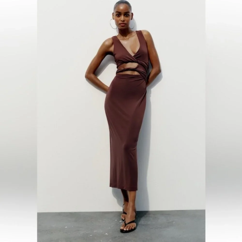 ZARA CUT OUT TWISTED DRESS - Picture 3 of 8